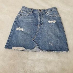 We The Free (Free People) Distressed Denim Blue Jean Mini Skirt Women's 25